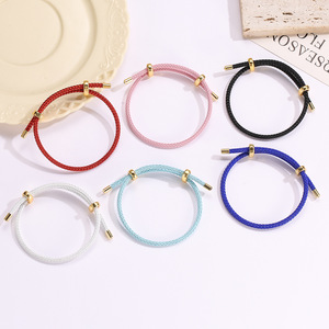 18K Gold 8 Shaped Unisex Stainless Steel BANGLES Trendy Colorful Cable Wire Braided <b>Rope</b> Diamond Pearl Main Stones - Product Image 3