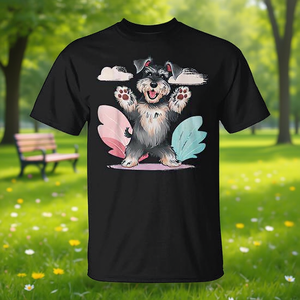 Camiseta con diseño de perro Schnauzer feliz levantando las patas para amantes de los perros - Product Image 3