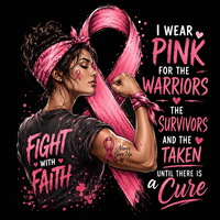 Transferts thermocollants DTF pour vêtements, motif 'We Fight Together We Win' et 'Beauty Girl', design ruban rose, faible MOQ, livraison DDP