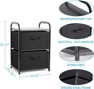 Meuble de rangement pliable à 2 tiroirs en tissu pour vêtements - Product Image 4