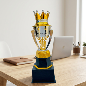 Royal Crown Trophy Metal Award Cup With Gold Base And Silver Body For <b>Cricket</b> <b>Equipments</b> - Product Image 3