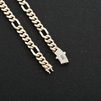 Pulsera de Cadena Cubana Chapada en Oro de 14K al por Mayor, Joyería de Latón Estilo Hip Hop con Cristales de Circonia Cúbica, Pulsera de Cobre para Hombres y Mujeres