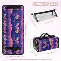 Tas Kosmetik Gulung Label Pribadi dengan Cetakan Bunga Plumeria Hawaii, Organizer Penyimpanan Makeup Gantung dari Poliester