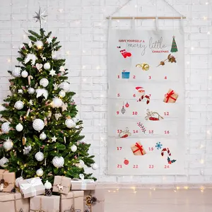크리스마스 휴일 장식을 위한 24 개의 주머니를 가진 새로운 벽걸이 어린이 선물 저장 캔버스 직물 크리스마스 강림절 달력