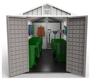 2024 Hot selling new series easily assembled modular portable outdoor garden shed box double swing doors plastic storages room