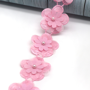 4.5cm Width Pearl Flower Beaded <strong>Embroidery</strong> DIY Accessories Sewing <strong>Material</strong> Just a Trim Bride Lace Trim Fabrics for Dresses - Product Image 5