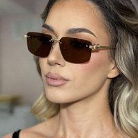 Nouvelles lunettes de soleil classiques de luxe tendance OEM ODM, sans monture, en métal, unisexes, avec logo personnalisé, vente en gros, pour femmes et hommes