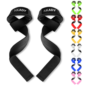 Sangles de levage en cuir avec logo personnalisé et ceintures de poignet de fitness, élastiques, durables, en mélange de polyester, coton et néoprène pour la musculation - Product Image 1