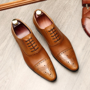 Luxurious New Italian Fashion Handcrafted Genuine Leather Men's Oxford Business Formal Shoes <b>Pointed</b> <b>Toes</b> Lace-up Closure All - Product Image 5