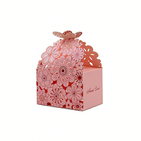 Boîte à dragées en papier ajourée pour mariage, avec décoration papillon 3D, mini-boîtes cadeaux, vente chaude