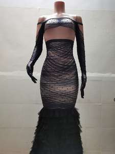 Novance Y1840 <span class=keywords><strong>abito</strong></span> da sera <span class=keywords><strong>lungo</strong></span> <span class=keywords><strong>nero</strong></span> 2022 <span class=keywords><strong>abito</strong></span> da ballo in rilievo <span class=keywords><strong>abito</strong></span> da sposa <span class=keywords><strong>abito</strong></span> trasparente da donna sfilata di moda con coda lunga - Product Image 3