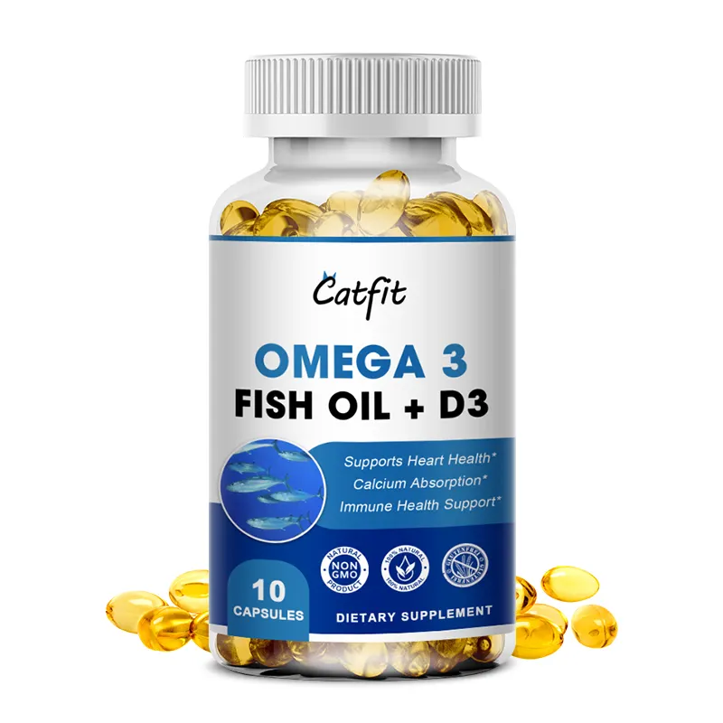 OEM 10 buah minyak ikan Omega 3 dan Vitamin D3 kapsul softgel pencegahan Oba suplemen