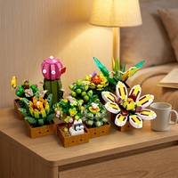 Mini Blocs de Construction Succulents en Pot DIY Collection Botanique Briques Florales Jouet de Construction pour Décoration de Bureau Cadeaux
