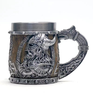 Tazas de cerveza de la muerte de acero inoxidable Angel Demon Scythe Handle Drink Cup As Halloween Horrible Tankard - Product Image 1