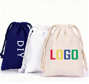 Pochette en coton avec logo personnalisé emballage en gros sacs à cordon en vrac pour cadeau d'entreprise marque promotionnelle - Product Image 1