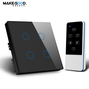 Makegood anh tiêu chuẩn pha lê màn hình <span class=keywords><strong>c</strong></span>ảm ứng Glass Bảng điều chỉnh 4gang 1Way từ xa tường kiểm soát chuyển đổi với LED chỉ số - Product Image 1