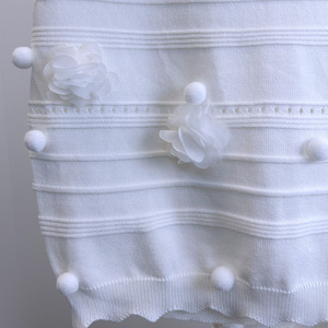 Unique Design Pompom Embroidery Sleeveless Crop Top Ruffles Slit 2 Piece Women Skirt <b>Set</b> Fashion - Product Image 3