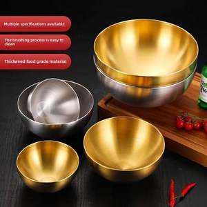 Meilleures ventes coréennes écologiques en acier inoxydable mélangeant un bol à salade de fruits dorés pour les fêtes de restaurant - Product Image 2