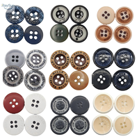 Kancing Resin Kombinasi 4 Lubang Custom Grosir, Kancing Jahit Bulat Mewah Hitam & Putih untuk Kemeja, Mantel, Pakaian, Jas