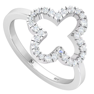 Anillo de Lujo para Mujer en Oro Sólido de 14K con 30 Diamantes Naturales de Corte Brillante Redondo, Color Blanco G |   0.23Ctw para Uso Diario - Product Image 1