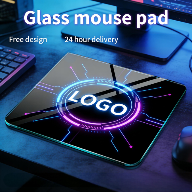 Custom Glass-Coated Mousepad Hard Waterproof High Precision and Speed Clear Professional Smooth Gaming Glass Mouse Pad