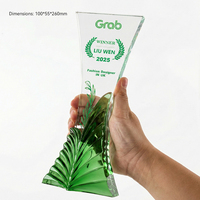 Trophée personnalisé en cristal Liuli, forme de sommet de montagne bleue, plusieurs styles, pour reconnaissance des équipes et des employés