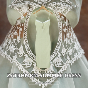 Vestido Midi ZATRHMBM Verano 2025, Casual, para Mujer, con Encaje Calado, Tejido de Punto, 100% Poliéster, Transpirable, Retro, Elegante y Ajustado - Product Image 2