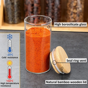 Rundes versiegeltes Glas für Kaffee Tee und Gewürze Küchen organisator Aufbewahrung flasche Versiegeltes Glas Lebensmittel lager glas mit Bambus deckel - Product Image 2