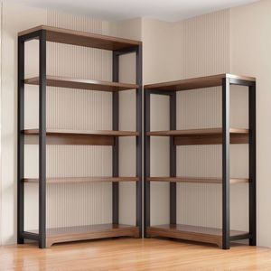 Modern <b>Industrial</b> Oak Metal 5-Tier Freestanding Waterproof Adjustable Kitchen Storage <b>Shelf</b> Pantry Organizer Rack for Food - Product Image 5