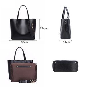 Fábrica China <span class=keywords><strong>al</strong></span> <span class=keywords><strong>por</strong></span> <span class=keywords><strong>mayor</strong></span> de cuero genuino negro señora bolso de mano para mujer - Product Image 3