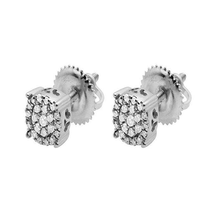 Pendientes Únicos con Diseño de Flor en Plata con Incrustaciones de Diamantes Cultivados en Laboratorio, Joyería de Moda en Oro de 10K para Hombres y Mujeres - Product Image 1