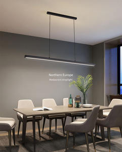 Черная роскошная подвесная лампа 30 Вт, прямоугольная, в скандинавском современном стиле, алюминиевая светодиодная люстра для кухонного острова - Product Image 1