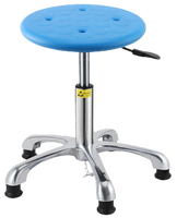 Tabouret Antistatique Réglable Noir à Points, avec Anneau de Fixation Chromé en PU, Chaise de Laboratoire à Pied Fixe pour Atelier d'Assemblage Électronique et Mobilier de Travail