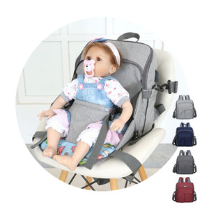 Multifunctional Mommy <b>Backpack</b> <b>Large</b> Capacity Diaper Bag With Bottle Storage For Babies And Mothers Gray Nylon - Product Image 4
