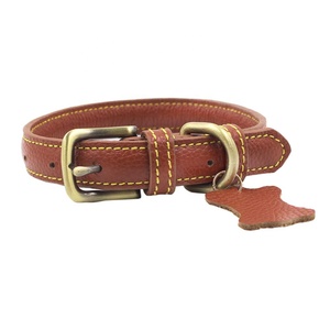 Kelas berat dapat disesuaikan disesuaikan kerah hewan peliharaan tebal kuat kulit <span class=keywords><strong>Pitbull</strong></span> Greyhound grosir dicetak nama kerah anjing mewah - Product Image 1