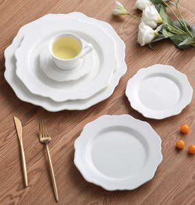 Vajilla de Cerámica Blanca en Forma de Girasol, Moderna, con Encaje Blanco, Duradera, de Porcelana Fina, Platos para Cena, para Bodas y Restaurantes - Product Image 3