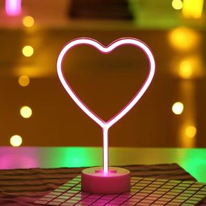 Néons roses <span class=keywords><strong>lampe</strong></span> de nuit de bureau 3-AA piles/USB Led coeur enseigne au <span class=keywords><strong>néon</strong></span> pour fête enfants chambre Table Saint Valentin décoration - Product Image 6