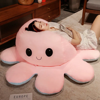 Faible MOQ Peluche pieuvre géante douce réversible, Peaux de peluches non rembourrées, Coussin pieuvre en peluche réversible