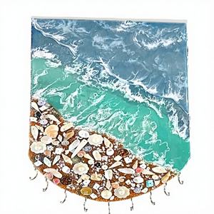 Porta Llaves Decorativo de Madera con Arte en Resina para Decoración del Hogar/Oficina, Llavero Ecológico para Bodas, Cumpleaños, Regreso a Clases - Product Image 1