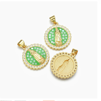 YH2050 Nouveauté Pendentif Vierge Marie en Coquillage Naturel et Zircon Micro-Pavé, Plaqué Or 18 carats, Breloques et Accessoires de Bijoux Religieux