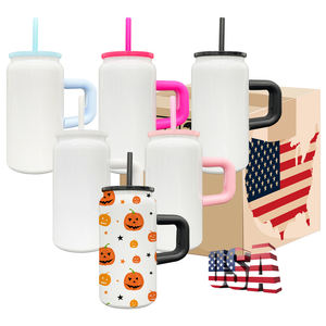 Nouveau RTS USA Entrepôt Blanc Sublimation En Acier Inoxydable Isolé Sous Vide Blanc Macaron 16oz Peut Tasse avec Poignée Colorée pour DTF - Product Image 1