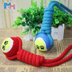Sunraymascota 2025 New Arrival Clean Teeth Interactive Training Chew Pet <strong>Tennis</strong> <strong>Ball</strong> Rubber <strong>Rope</strong> <strong>Dog</strong> Tug <strong>Toy</strong> - Product Image 5