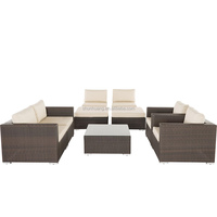 6 places jardin sectionnel canapés et Table basse meubles rotin osier extérieur Patio Conversation canapé ensembles avec coussins