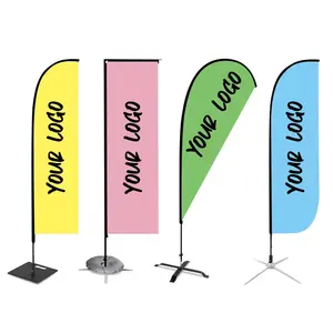 Outdoor Promotional Banners Advertising Large Feather Banner Flags For Restaurant