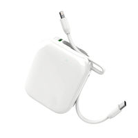Power Bank Portabel Berkabel 20W dengan Baterai Semi-solid-state, Kabel Terintegrasi, Kapasitas 10.000mAh.