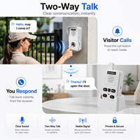 Système de sonnette interphone sans fil bidirectionnelle avec communication mains libres, sans WiFi requis, émetteur IP55 et portée de 250 m