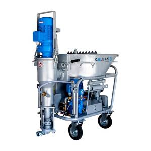 Machine à projeter du mortier triphasée, couleur bleue, équipement industriel pour le revêtement des murs en béton - Product Image 1