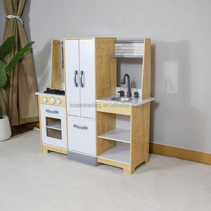 Cuisine en bois réaliste pour enfants avec four, brûleurs, accessoires de cuisine, évier et robinet - Product Image 2