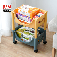 Chariot de rangement amovible en plastique avec roulettes, organisateur de rangement pour la maison, la cuisine, le salon, Haixin
