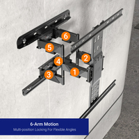 Support mural TV Zeno Ultra Slim robuste à mouvement complet pour téléviseurs de 32 à 65 pouces, VESA 400x400, gestion des câbles, niveau à bulle